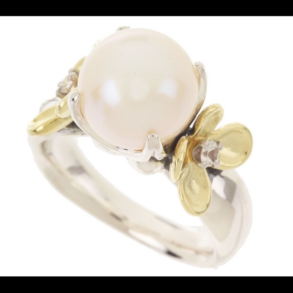 Anne King SS & 18k Cultured Freshwater Pearl Ring